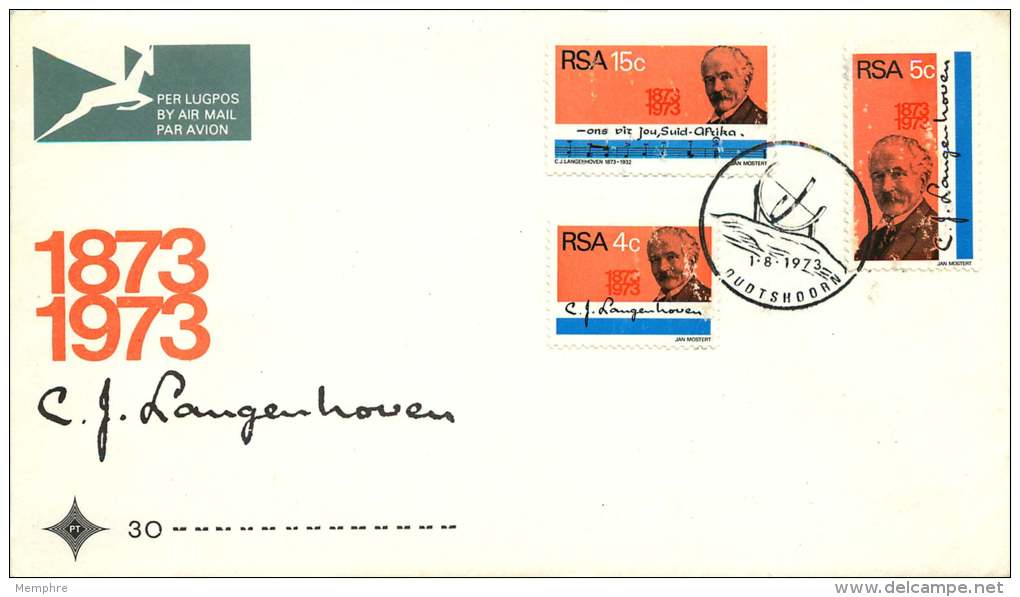 1973   C.J. Langenhoven And National Anthem  Complete Set On FDC - FDC