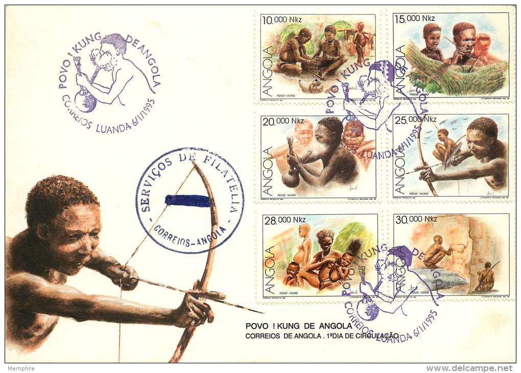 1995  Tribal Culture Set Of 6 On Single FDC - Angola