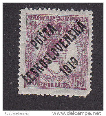 Czechoslovakia, Scott #B95, Mint Hinged, Hungarian Stamp Overprinted, Issued 1919 - Unused Stamps