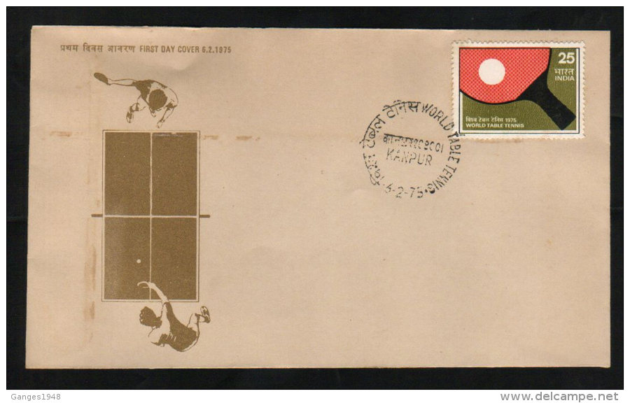India  1975  Table Tennis  KANPUR  First Day Cover  # 83510  Inde Indien - Tenis De Mesa