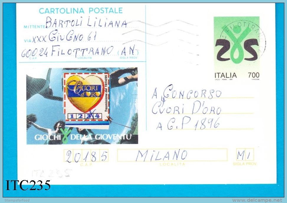 ITALIA, 1993, Cartolina Postale GiochI Gioventù, Viaggiata - 1991-00: Marcophilia