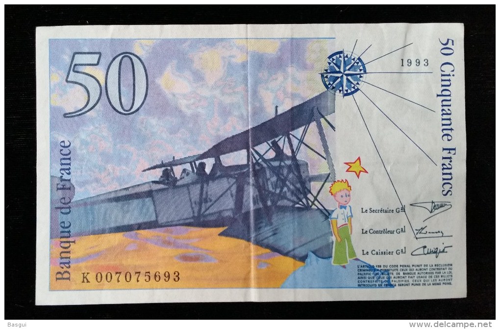 Billet 50 Francs "St Exupery"  -1993 .K.007 - 50 F 1992-1999 ''St Exupéry''