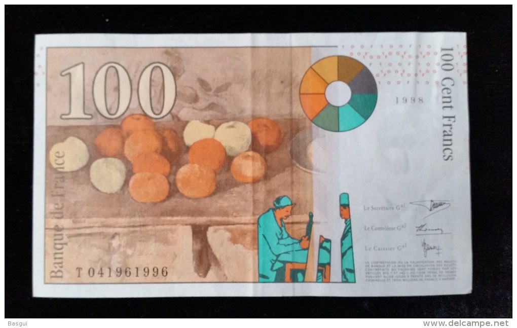 Billet 100 Francs "Cézanne  -1998, T .041 - 100 F 1997-1998 ''Cézanne''