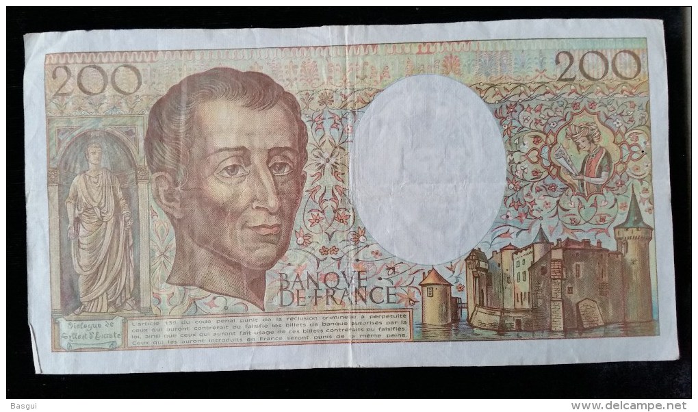Billet 200 Francs "Montesquieu"  -1990,  J.099 - 200 F 1981-1994 ''Montesquieu''
