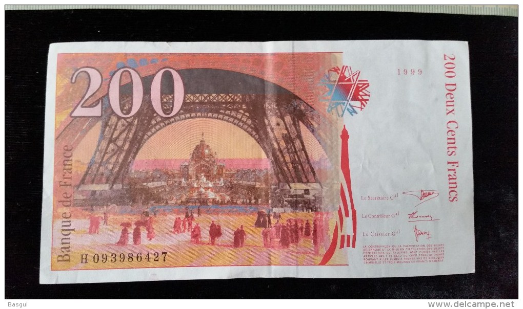 Billet 200 Francs "Eiffel"  -1999,  H.093 - 200 F 1995-1999 ''Eiffel''