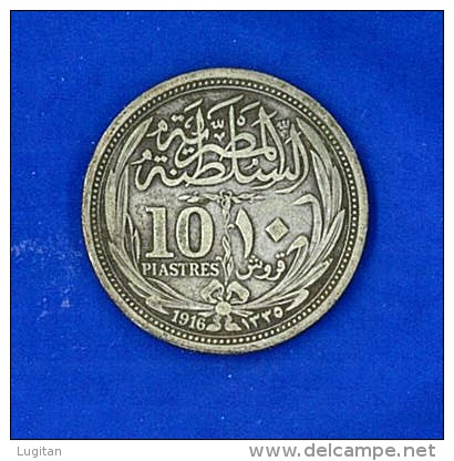 OSSIDO NATURALE - EGITTO 10 PIASTRES ANNO 1916 (RE HUSSEIN) ARGENTO/SILVER - Egitto