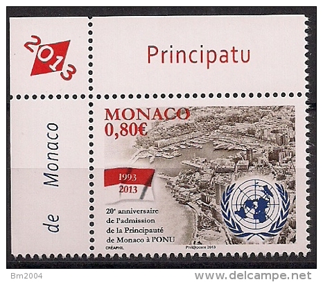 2013 Monaco Mi. 3137**MNH  20 Jahre Mitgliedschaft Monacos In Den Vereinten Nationen (UNO - Ungebraucht