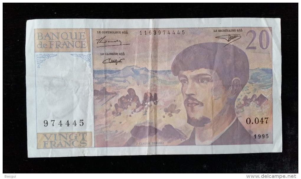 Billet 20 Francs "Debussy"  -1995,  O.047 - 20 F 1980-1997 ''Debussy''