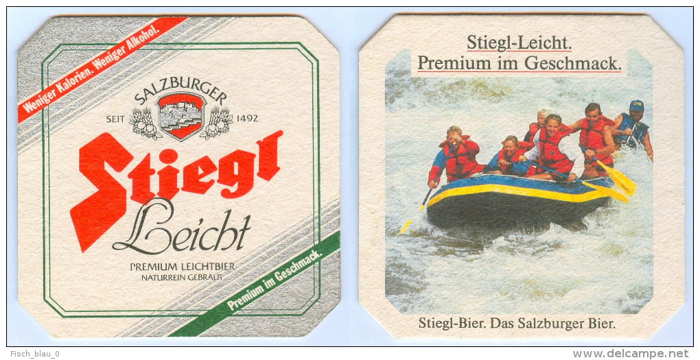 Bierdeckel Österreich Stiegl Leicht-Bier Salzburg Premium Leichtbier Rafting Schlauchboot Stieglbrauerei Austria Boat - Sous-bocks