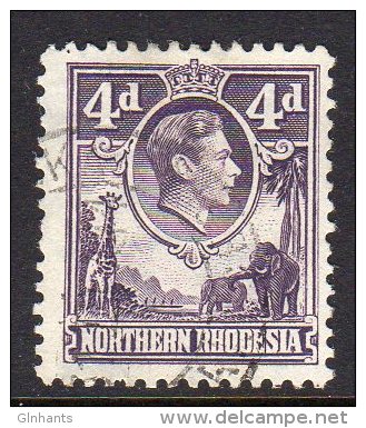 NORTHERN RHODESIA - 1938 4d DULL VIOLET GVI DEFINITIVE FINE USED SG 36 REF C - Northern Rhodesia (...-1963)