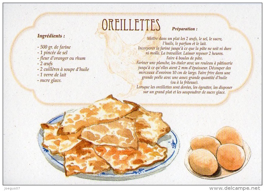 Recette - OREILLETTES - 00019 RP008 - S.A. APA-POUX - TBE - Recettes (cuisine)