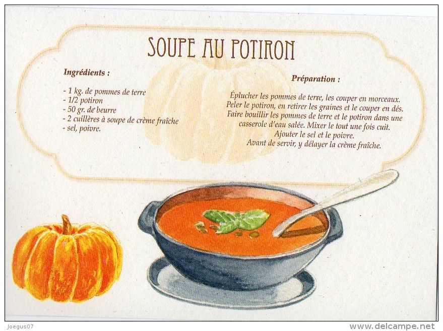 Recette - SOUPE AU POTIRON - 00019 RP013 - S.A. APA-POUX - TBE - Recettes (cuisine)