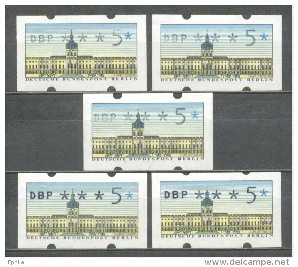 1987 GERMANY BERLIN AUTOMAT ATM STAMPS 5x MICHEL: AUT1 MNH ** - Franking Machines (EMA)