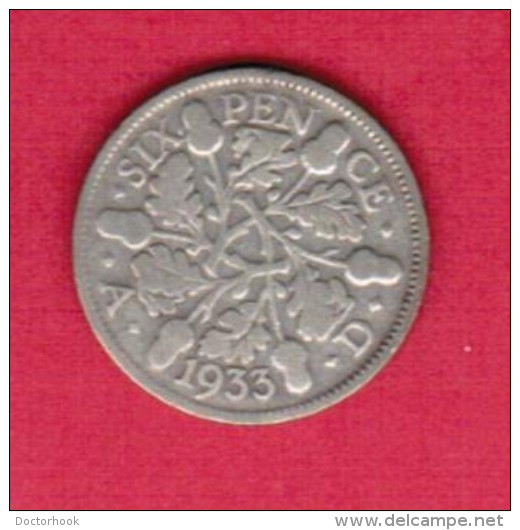 GREAT BRITAIN   6 PENCE (SILVER) 1933 (KM # 832) - H. 6 Pence