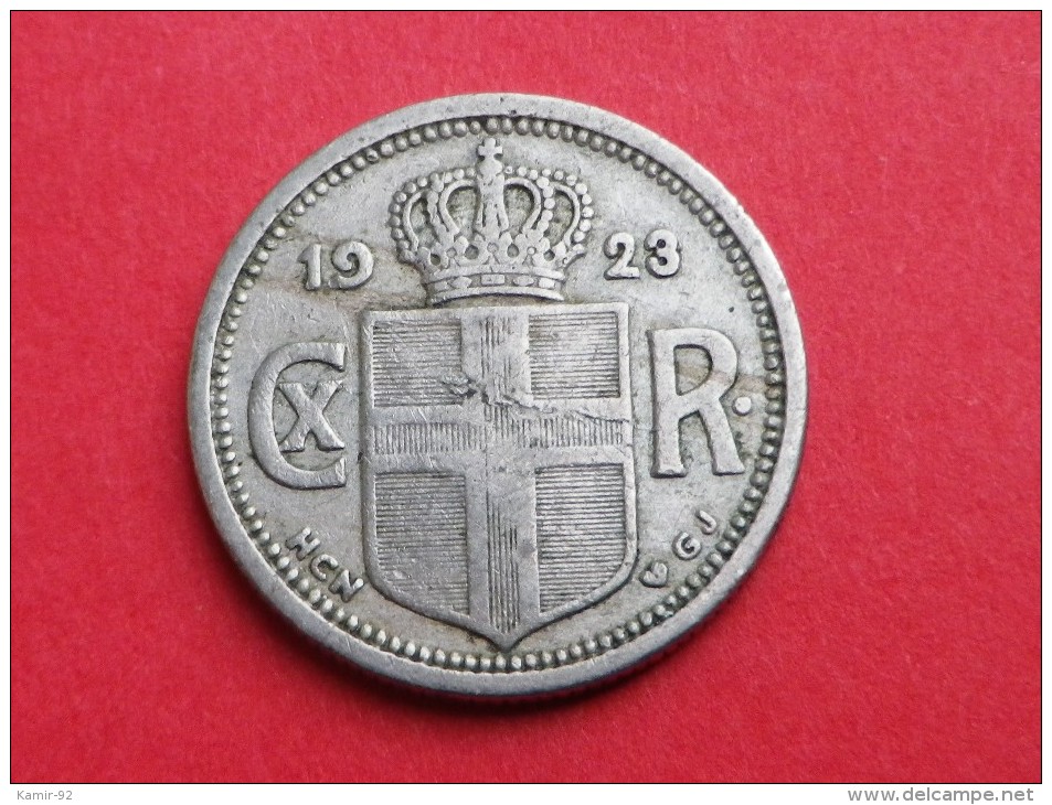 Islande 25 AURAR 1923 -HCN GJ          KM#.2.1      CHRISTIAN X De DANEMARK - Iceland