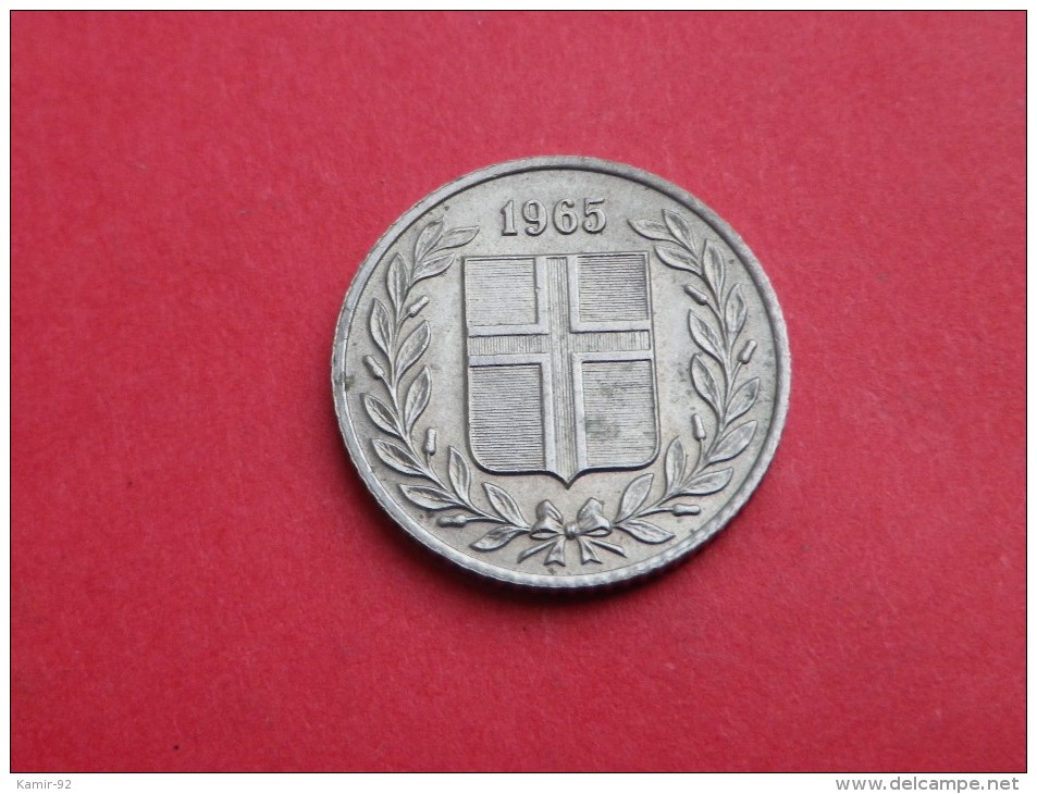 Islande    25 AURAR 1965     KM#.11          CUPRONICKEL    UNC  SUPERBE - Islande