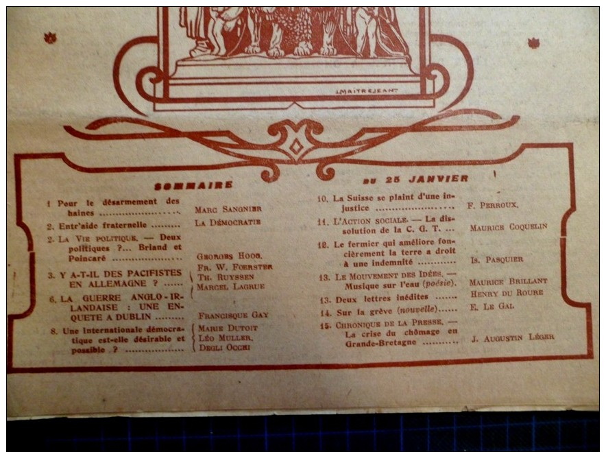 Marc Sangnier - La Démocratie N°68 Janvier 1921 - La Guerre Anglo - Irlandaise Une Enquête à Dublin - Autres & Non Classés