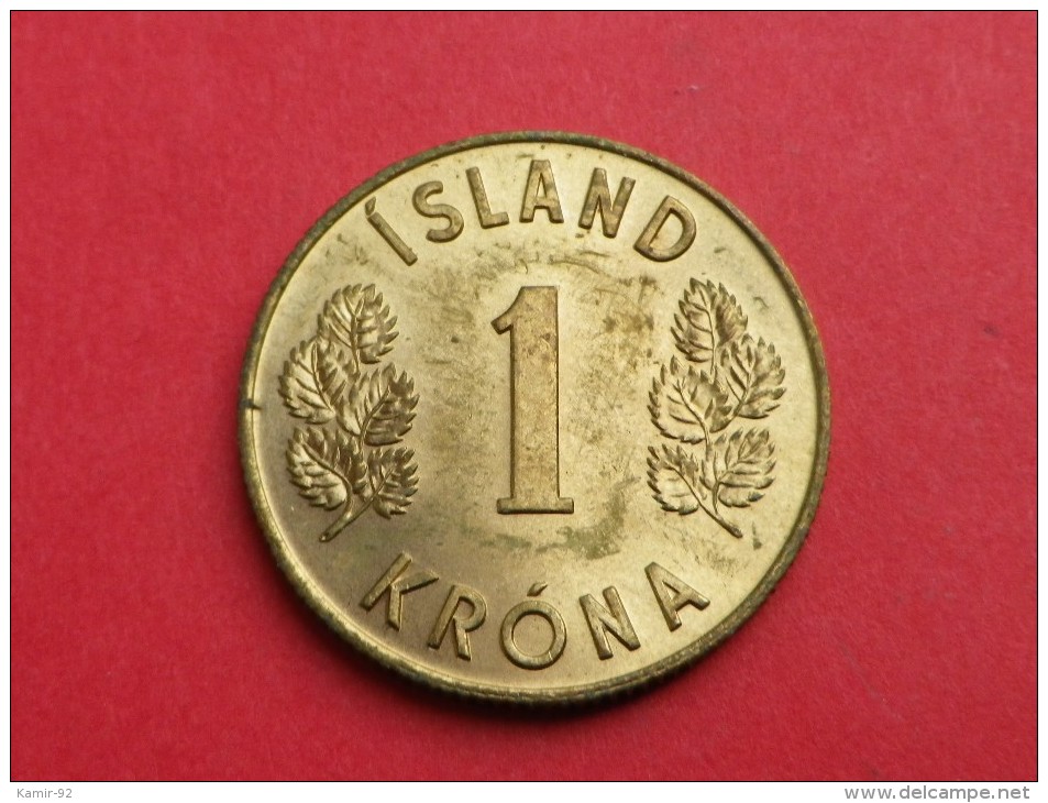 Islande     1 KRONA 1969       KM#12.a    NICKEL LAITON     UNC SUPERBE - Islande