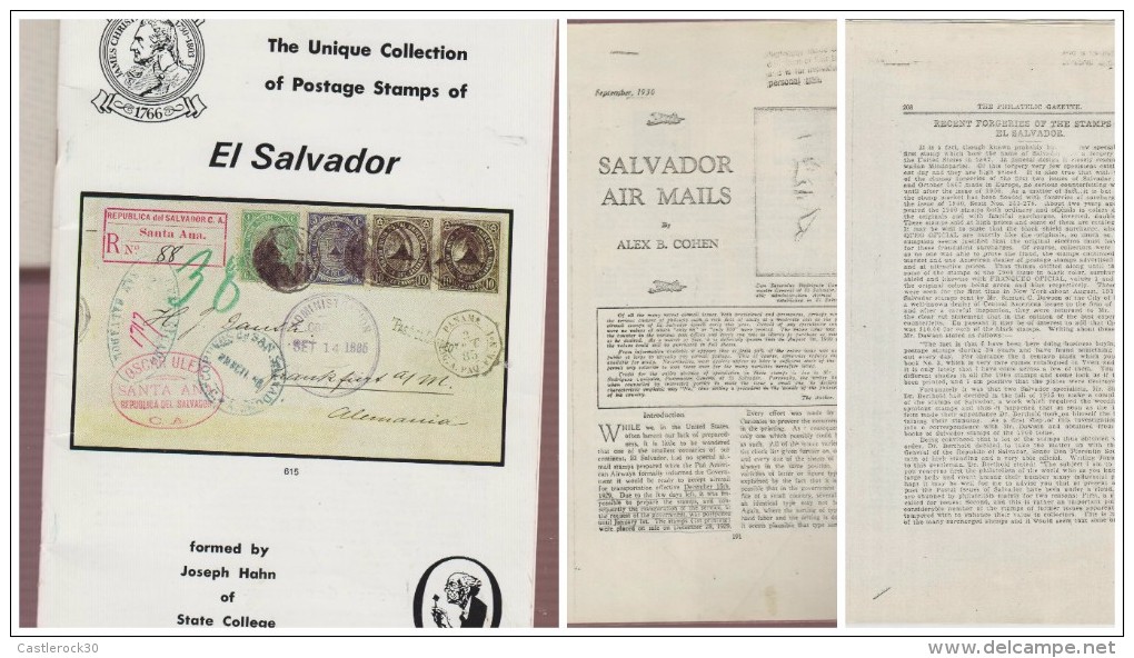 O) 1979 EL SALVADOR, CATALOG THE UNIQUE COLLECTION OF POSTAGE STAMPS OF SALVADOR, JOSEPH HAHN, FLIGHTS XEROX COPIES, XF - 1950-Heute