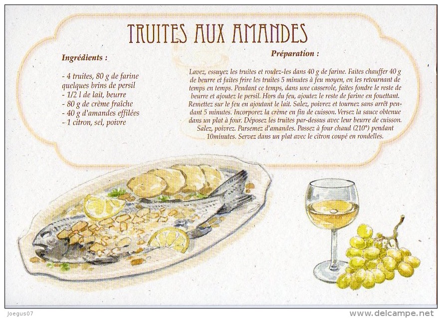 Recette - TRUITES AUX AMANDES - 00019 RP022 - S.A. APA-POUX - TBE - Recettes (cuisine)