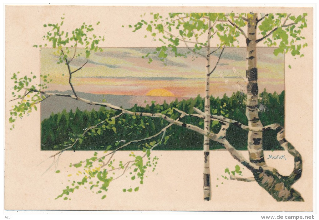 Alfred MAILICK - Paysage, Soleil, Arbres - Illustrateur - Mailick, Alfred