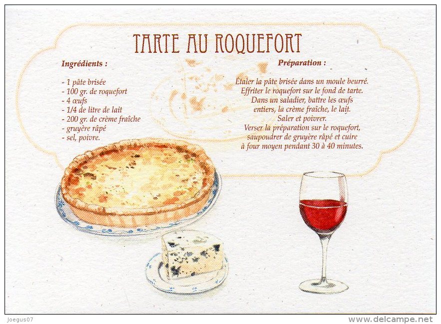 Recette - TARTE AU ROQUEFORT - 00019 RP038 - S.A. APA-POUX - TBE - Recettes (cuisine)