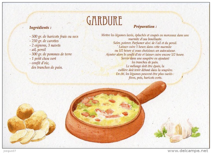 Recette - GARBURE - 00019 RP039 - S.A. APA-POUX - TBE - Recettes (cuisine)