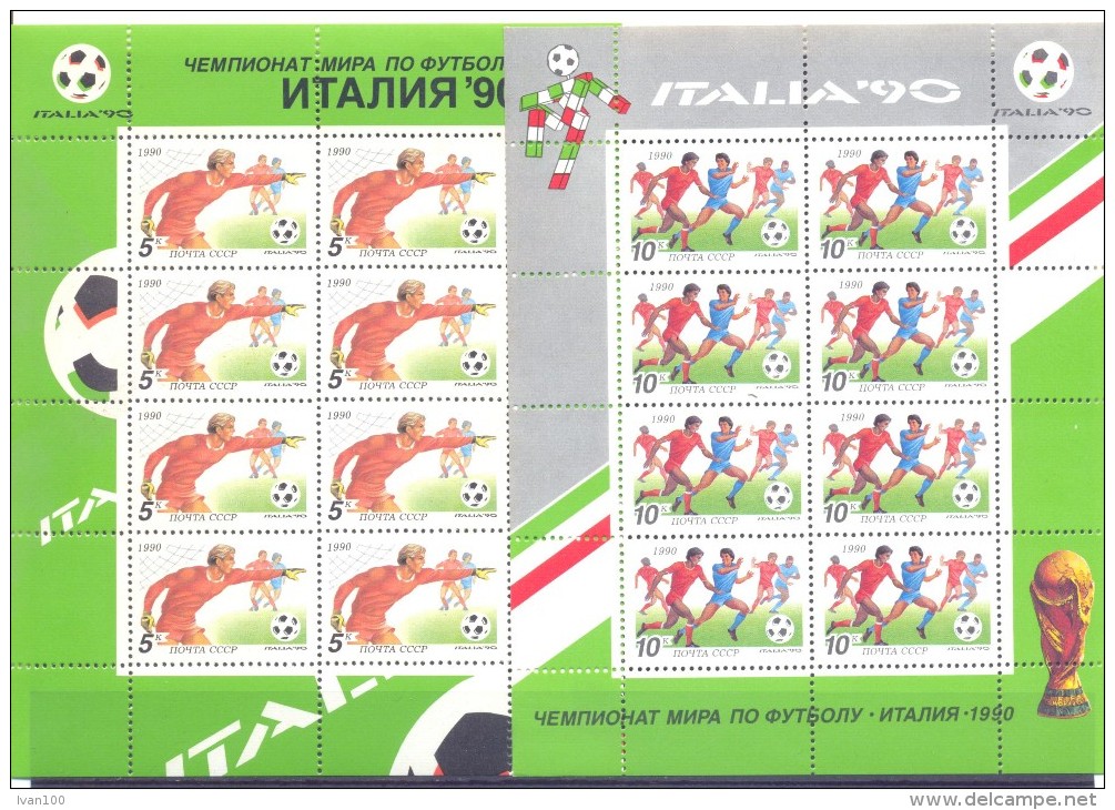 1990. USSR/Russia, World Cup Football Championship Italy 1990, 2 Sheetlets, Mint/** - Neufs