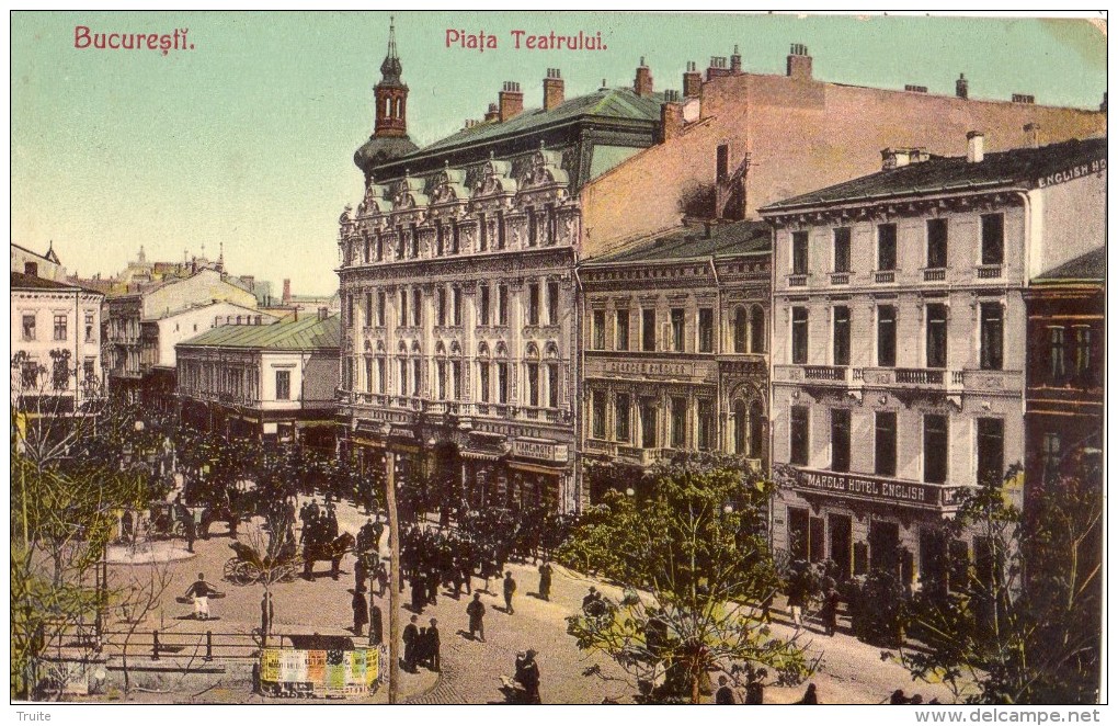 BUCURESTI (BUCAREST) PPIAFA TEATRULUI  (CARTE  GLACEE ET COLORISEE) - Romania