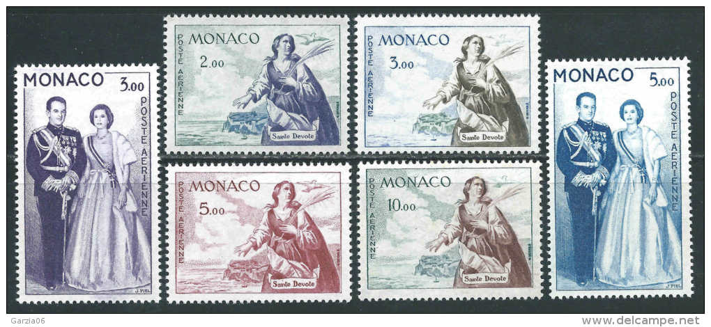 Monaco - 1960 -  Sainte Dévote Et Couple Princier  - PA 73 à 78  - Neufs **   - Air Mail - MNH - Poste Aérienne