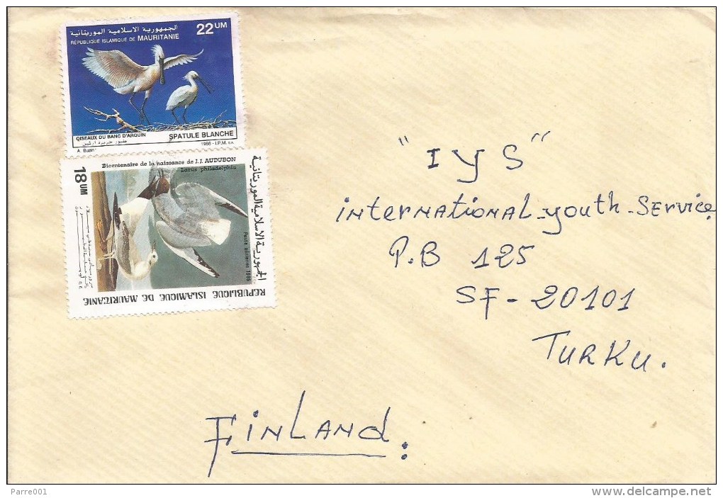 Mauritania 1987 Nouakchott Spoonbill Bird Audubon Gull Cover - Mauritanië (1960-...)