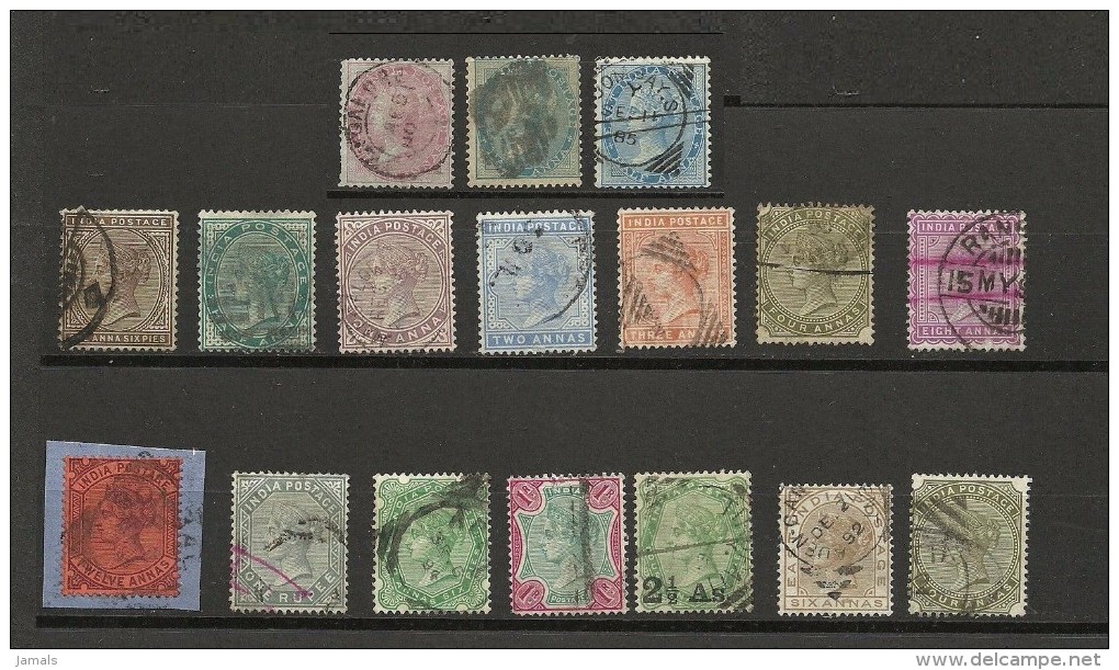 Br India, Queen Victoria, Lot, Used, 17 Stamps Indien Inde - 1858-79 Kronenkolonie