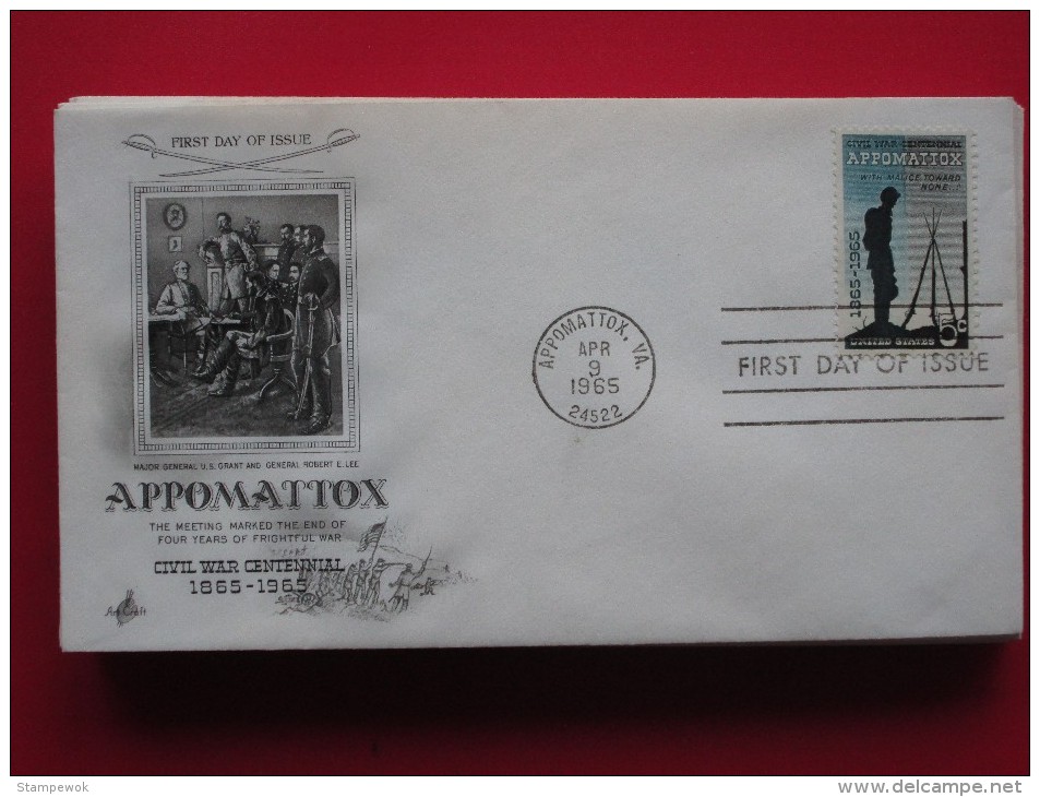 1965 USA - Scott # 1182 - Civil War Centennial / Battle Of Appomattox -  FDC (Militaria) - 1961-1970