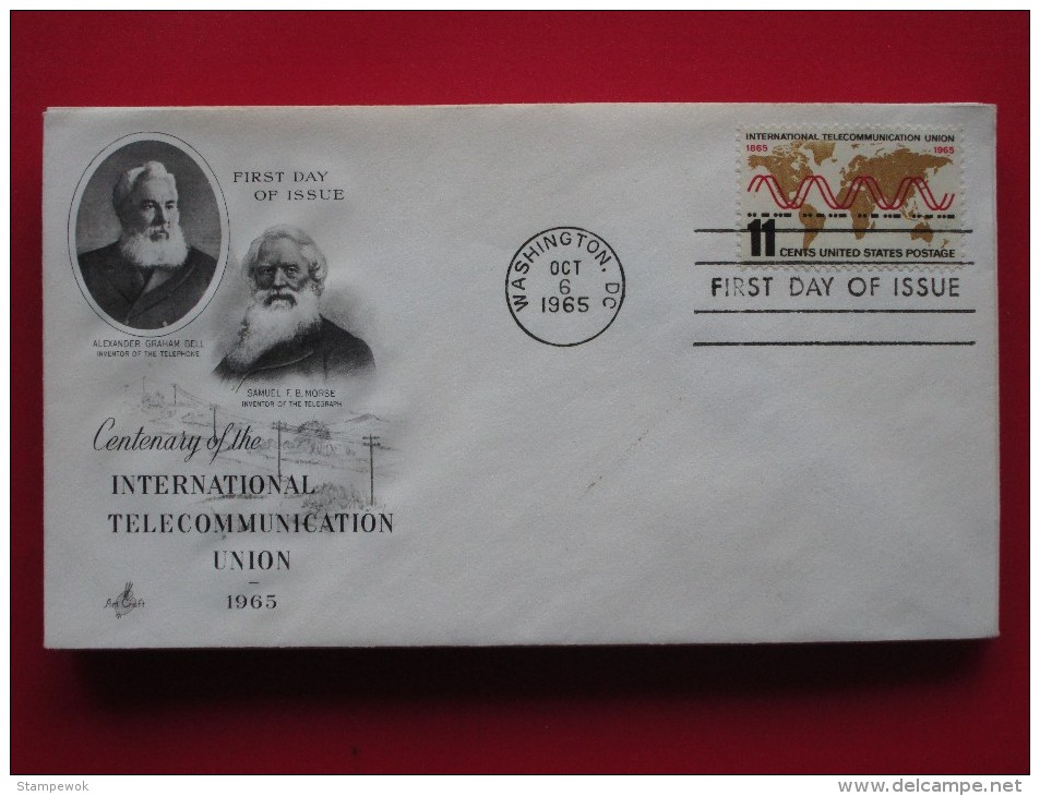 1965 USA - Scott # 1274 - International Telecommunication Union Centenary -  FDC - 1961-1970