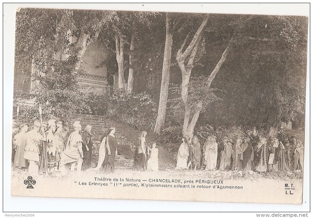 Dordogne - 24 Théatre Nature Chancelade Près Périgueux 1914 Cachet Marcophilie Dépot Matériel De Service De...2scans - Périgueux