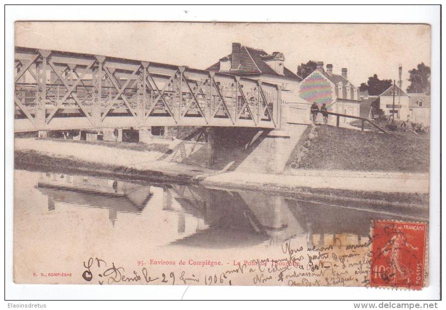 Thourotte (60) - Le Pont. Etat Moyen, A Circulé (1908). - Thourotte