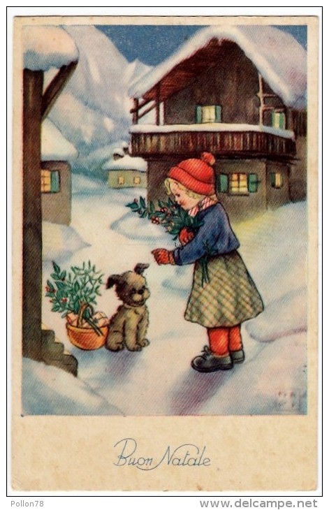 BUON NATALE - BAMBINA CON CANE - ILL. MAPI - Vedi Retro - Formato Piccolo - Altri & Non Classificati