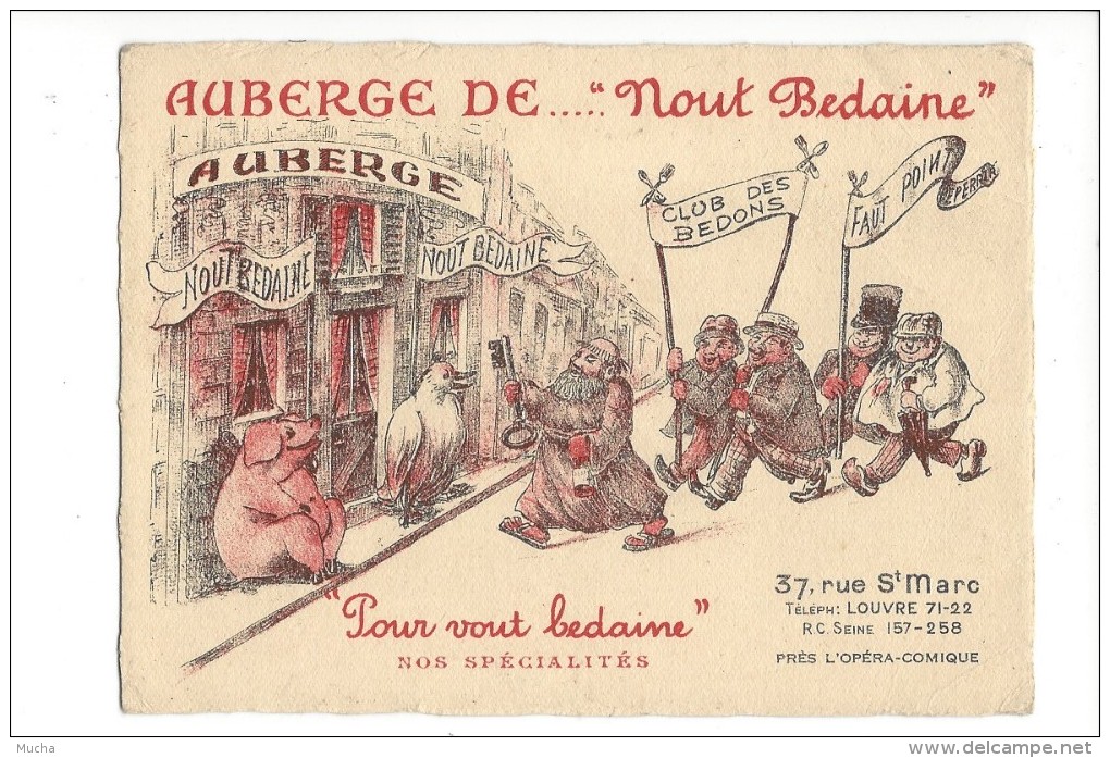 Paris Auberge De .... "Nout Bedaine"  Club Des Bedons - Hotels & Restaurants