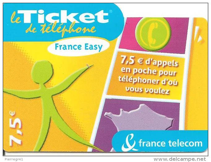 TICKET° TELEPHONE-7.5€-PU87a-EN POCHE VIOLET-Série Z--30/04/2005-GRATTE-T BE- - Tickets FT