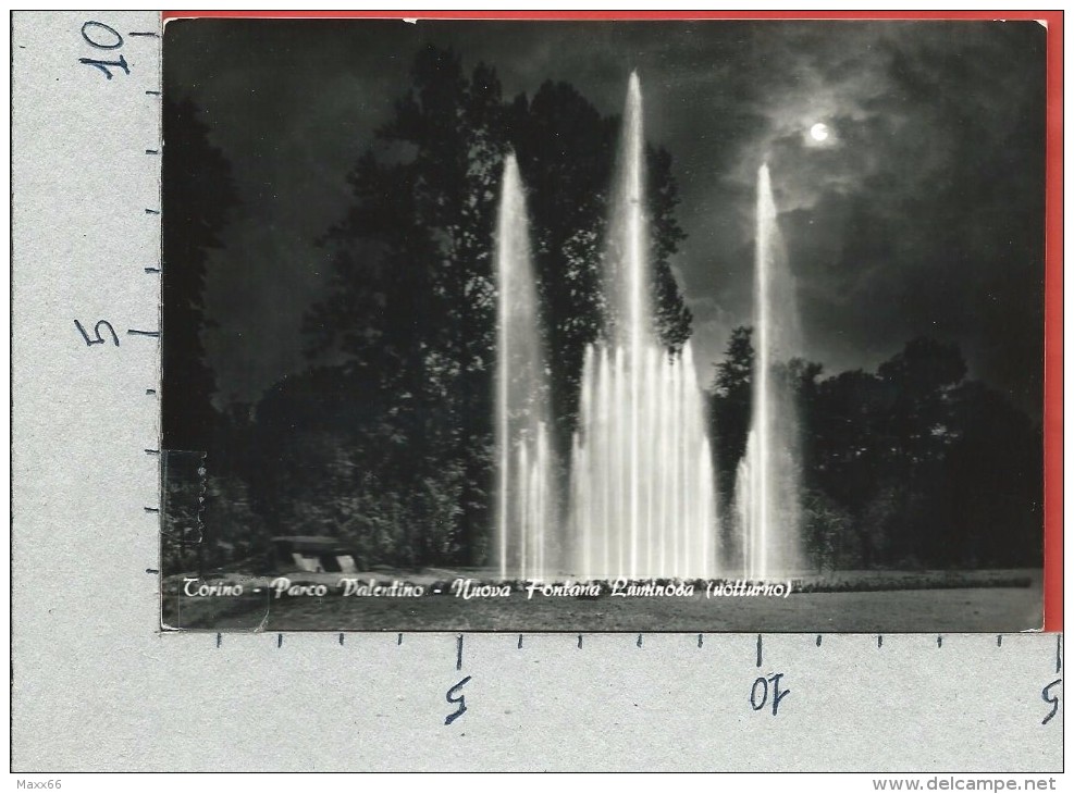 CARTOLINA VG ITALIA - TORINO - Parco Valentino - Nuova Fontana Luminosa - Notturno - 10 X 15 - ANN. 1955 - Parcs & Jardins