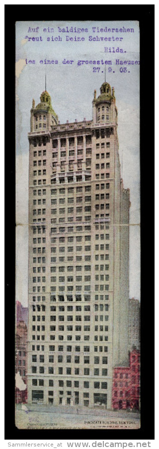 [003] New York, Syndicate Building, Gelaufen 1903 Nach Wien, Doppelkarte - Autres & Non Classés