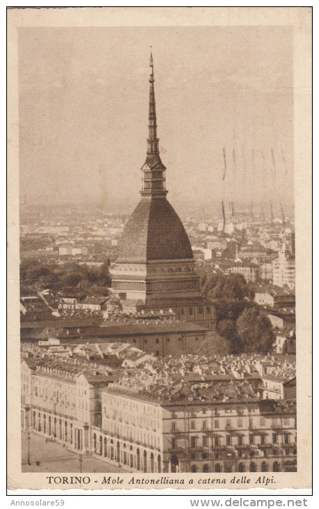 CARTOLINA: TORINO - MOLE ANTONELLIANA A CATENA DELLE ALPI VIAGGIATA - F/P - B/N -LEGGI - Mole Antonelliana