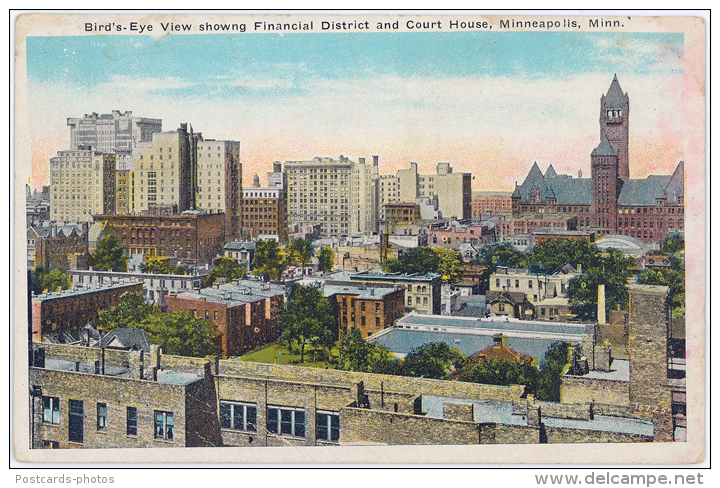 Bird's Eye View Showng Financial District And Court House 	Minneapolis  - United States - Minneapolis