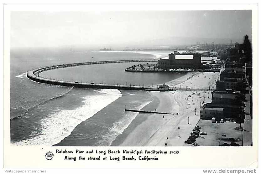 244983-California, Long Beach, RPPC, Rainbow Pier & Municipal Auditorium, Frashers Photo No F4059 - Long Beach