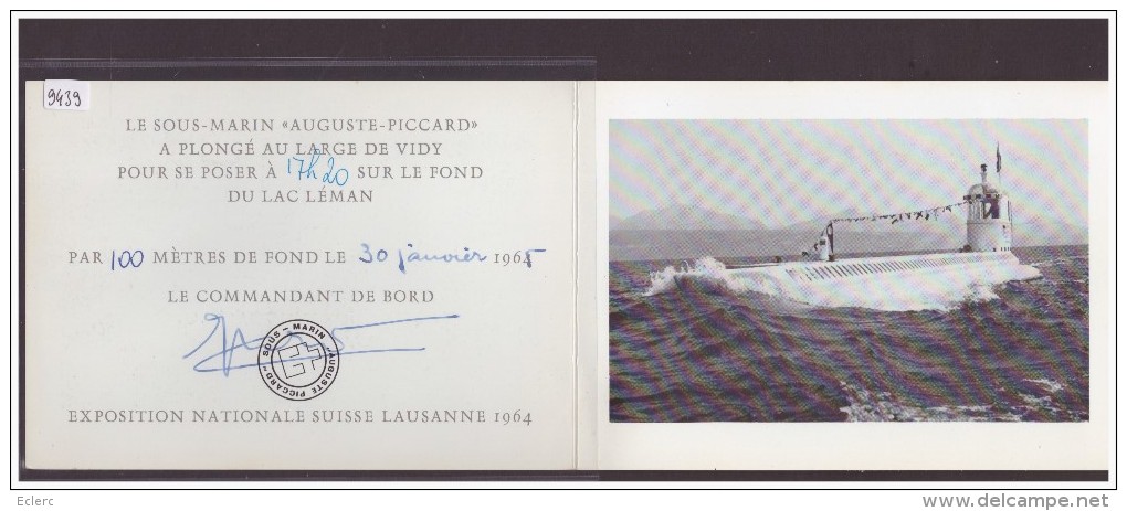 FORMAT 10x15 - LAUSANNE - LA PLONGEE DU SOUS MARIN AUGUSTE PICCARD LORS DE L'EXPO 1964 - TB - Lausanne