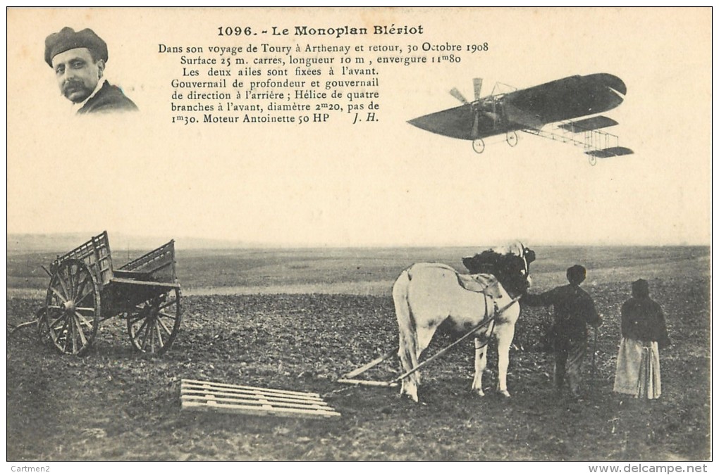 LE MONOPLAN BLERIOT VOYAGE DE TOURY A ARTHENAY AEROPLANE + CACHET AERODROME DE JUVISY PORT-AVIATON PLANE AVION - ....-1914: Précurseurs