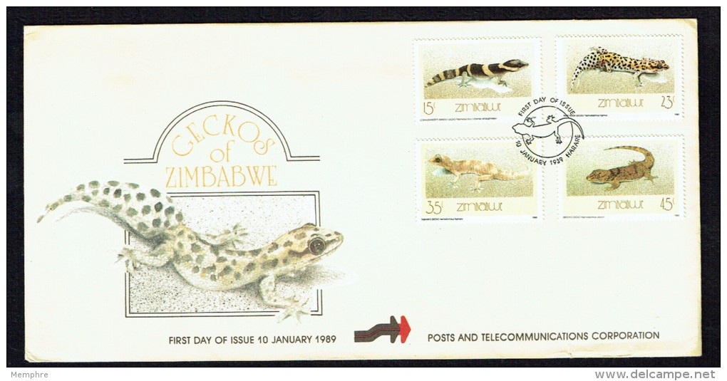 1989  Geckos  Complete Set On Single FDC - Zimbabwe (1980-...)