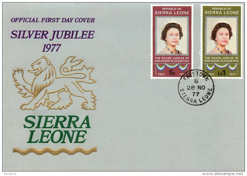 1977  Queen Elizabeth Silver Jubille  Complete Set On Single FDC - Sierra Leone (1961-...)