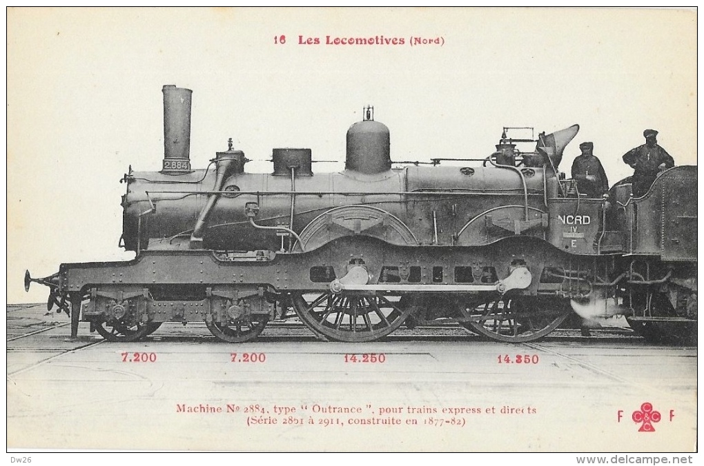 Les Locomotives (Nord) - Machine N°2884 Type "Outrance" Pour Trains Express - Collection F. Fleury - Carte Non Circulée - Treni