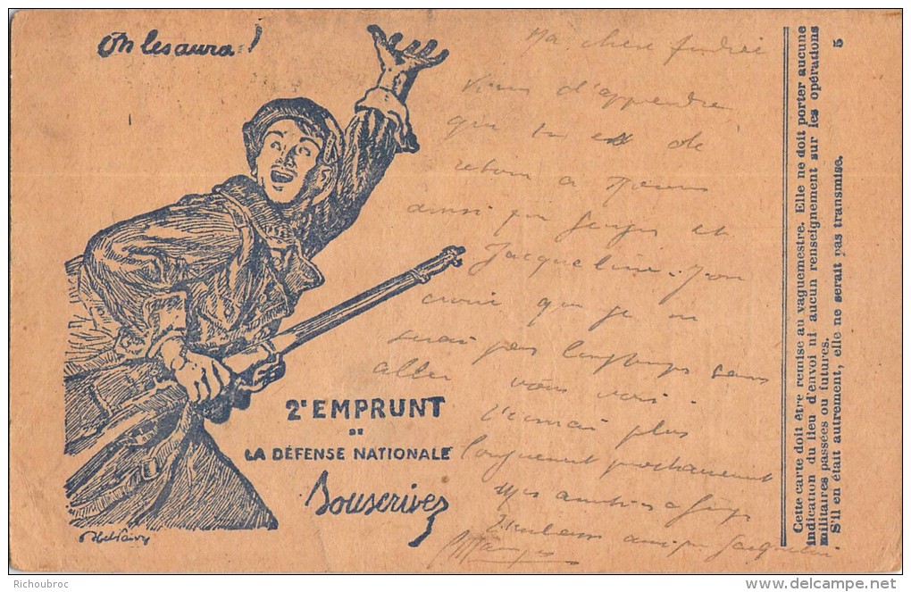 CORRESPONDANCE DES ARMEES DE LA REPUBLIQUE / 2 è EMPRUNT DE LA DEFENSE NATIONALE / ON LES AURA / 1917 - Guerre 1914-18